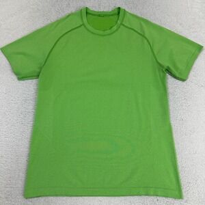 Lululemon Shirt Men's Medium Metal Vent Tech Eat Drink Sweat Repeat Green FLAW